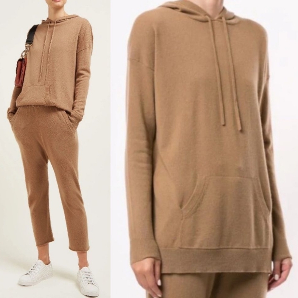 NILI LOTAN SELMA HOODED CASHMERE SWEATER CAMEL S‎